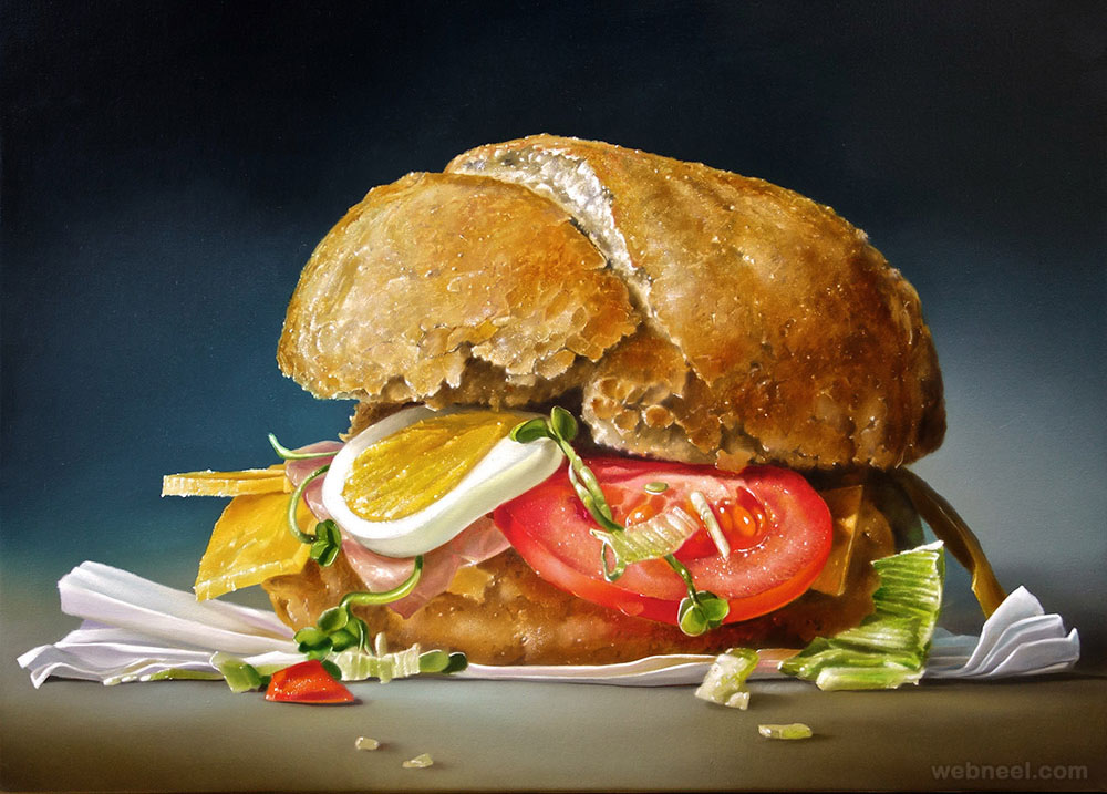 sandwich realistic oil paintings by tjalf sparnaay