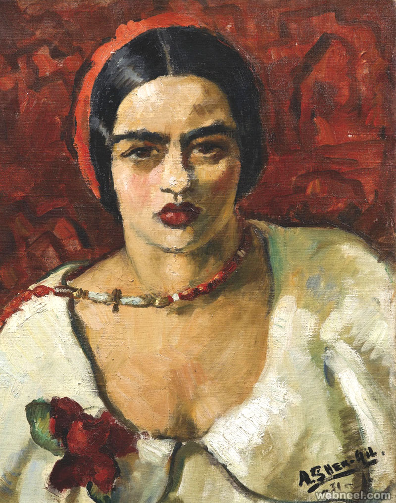 woman painting by amrita shergil