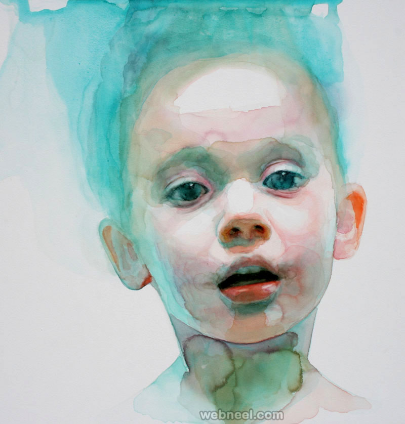 boy watercolor painting