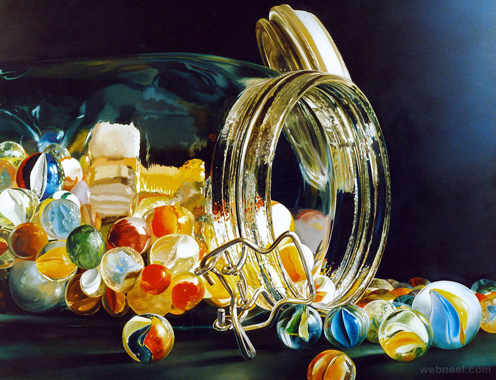 knikkers realistic oil paintings by tjalf sparnaay