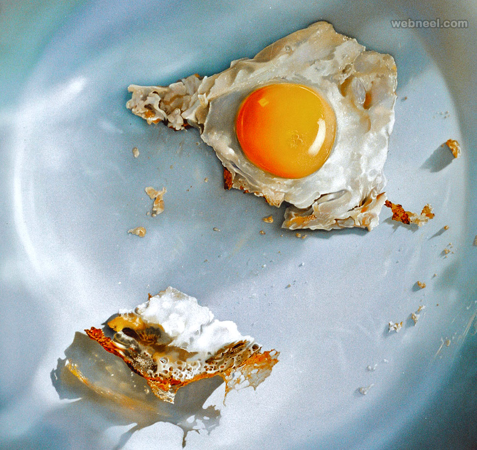 fried egg realistic oil paintings