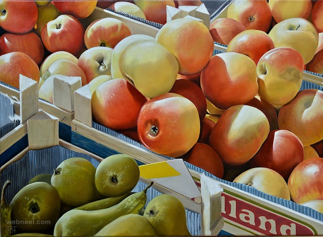 fruits realistic oil paintings by tjalf sparnaay