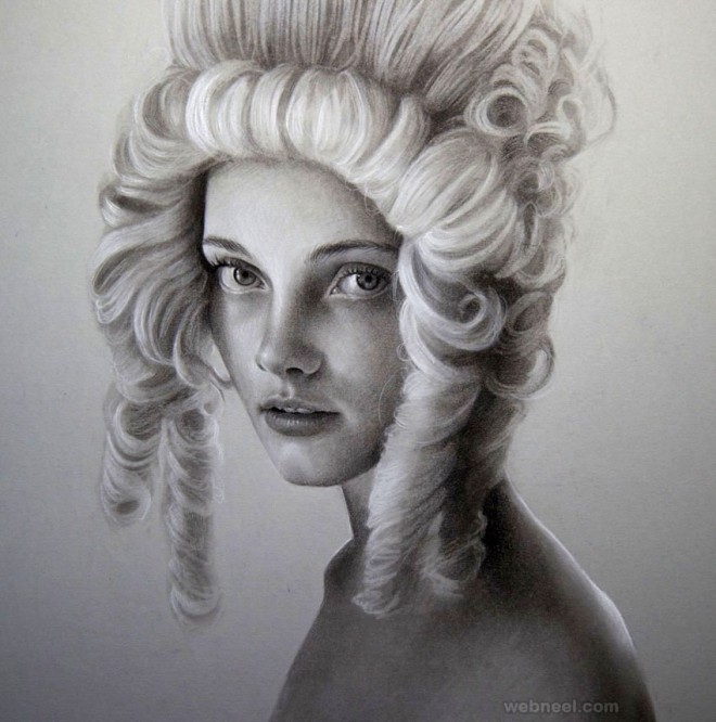 pencil portrait drawing woman by maryjane