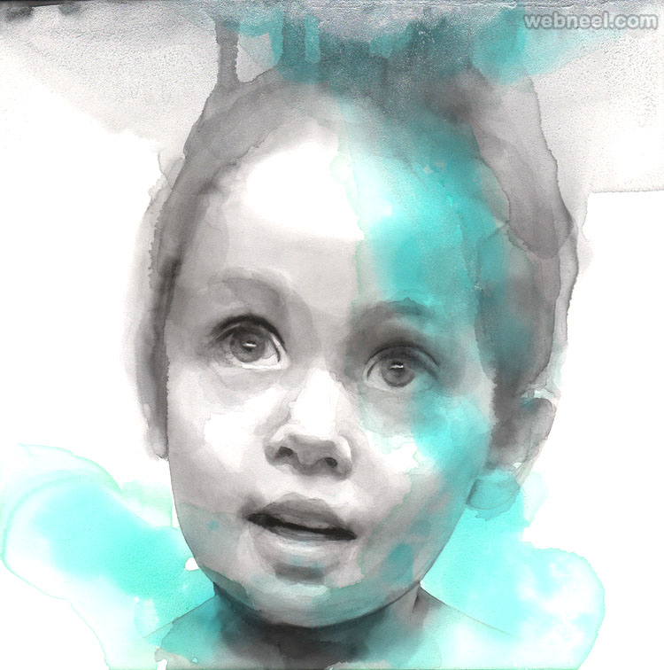 boy watercolor painting