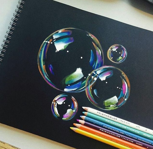 realistic 3d bubbles color pencil drawings by manny lucero