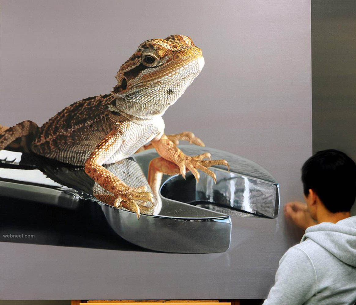 chameleon hyper realistic painting