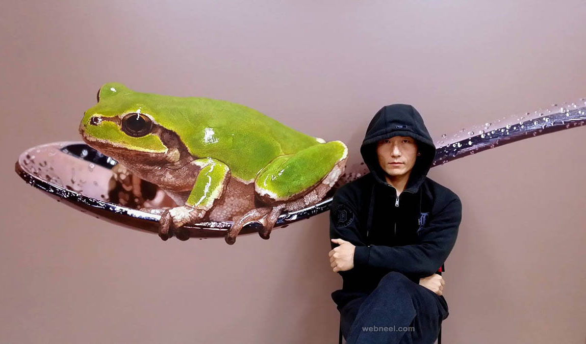 frog spoon hyper realistic painting