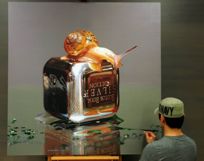 snail hyper realistic painting by young sung kim