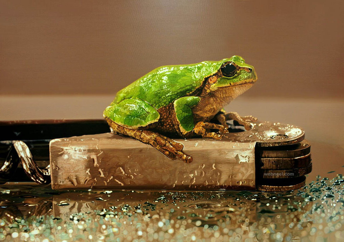 frog hyper realistic painting