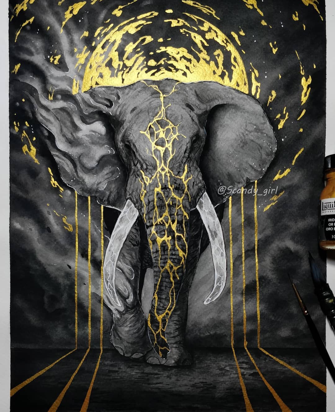 watercolor paintings elephant by jonna hyttinen