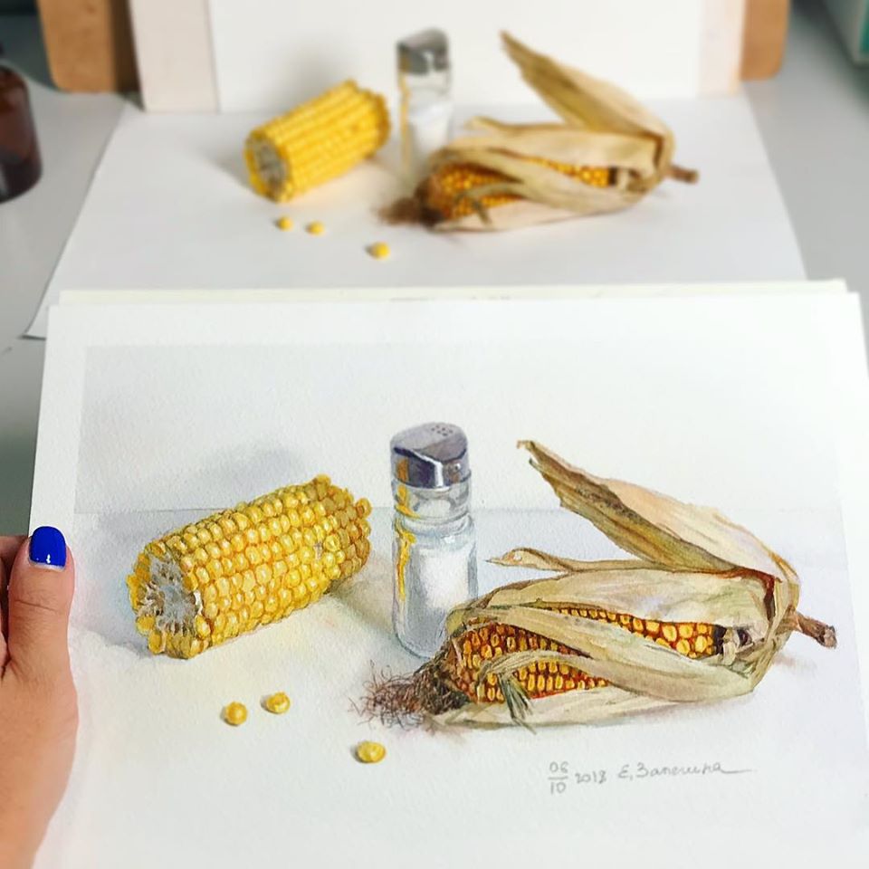 hyper realistic painting corn
