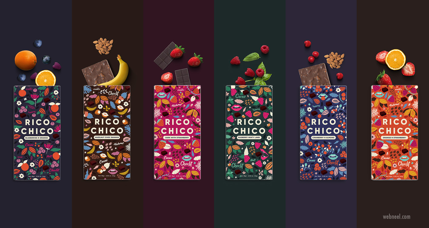 colorful packaging design chocolate rico
