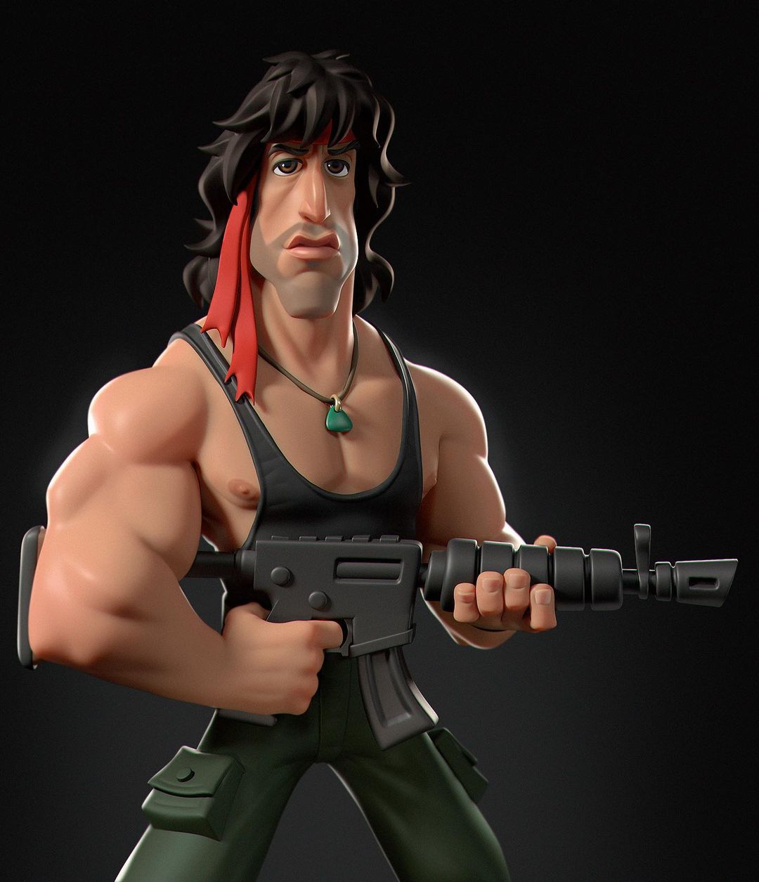 funny 3d model character rambo by gabriel soares