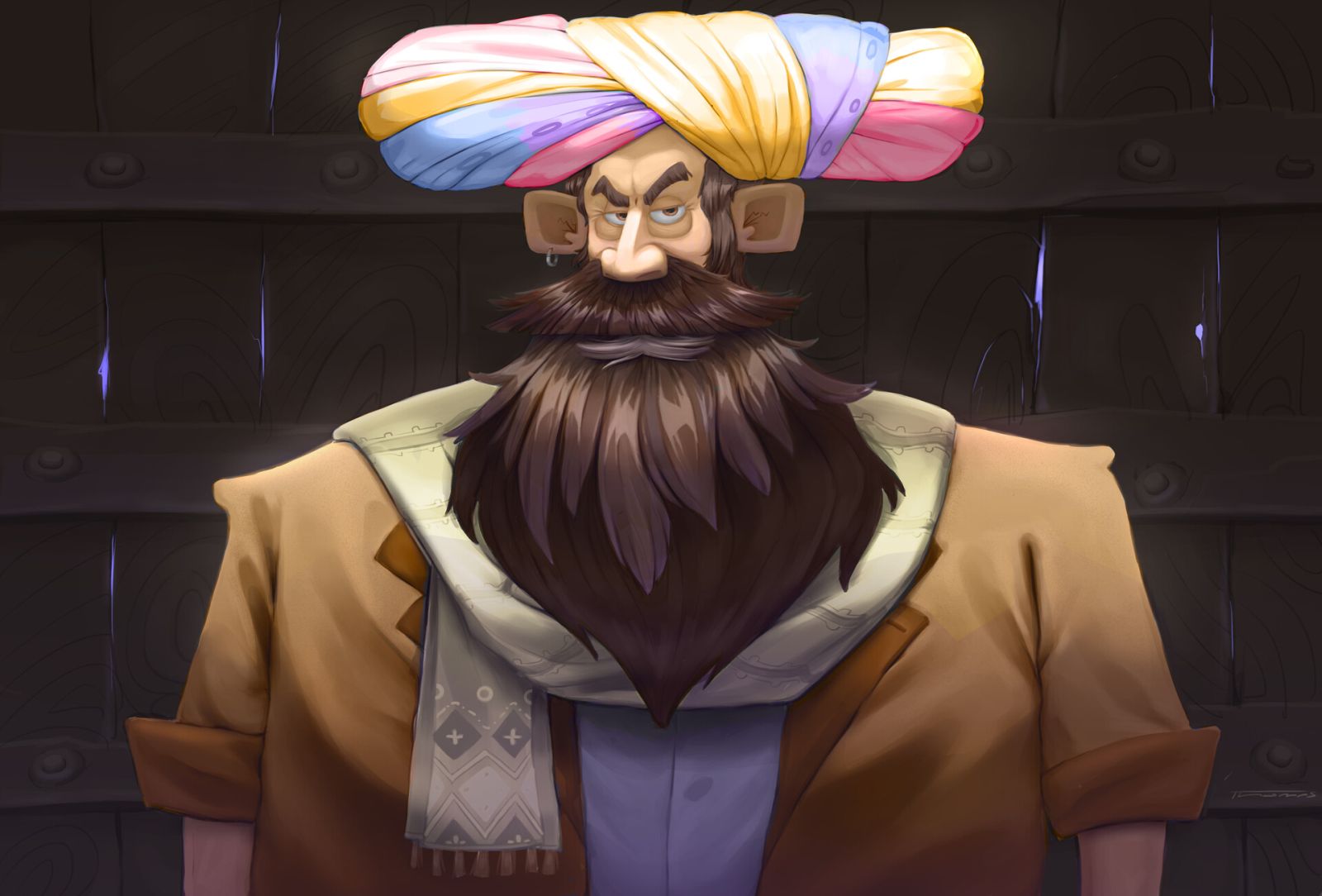 rajasthani digital illustration turban man