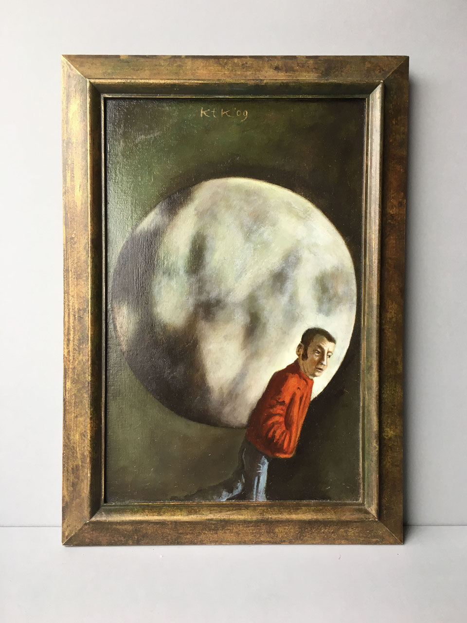 oil painting hold moon