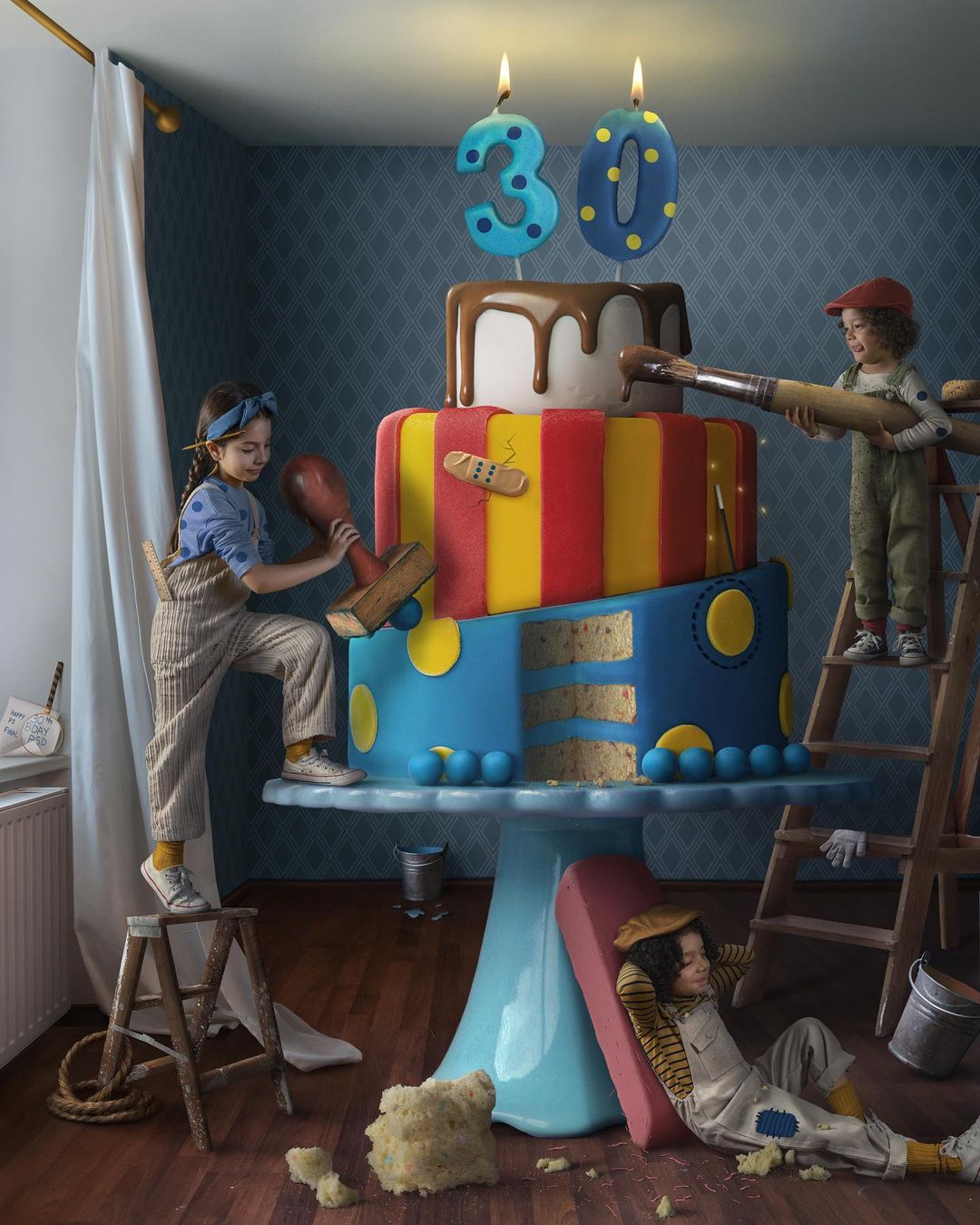 surreal photomanipulation celebrate cake by vanessa rivera
