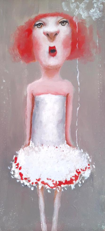 crazy oil painting wedding dress