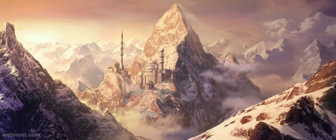 fantasy castle digital matte painting