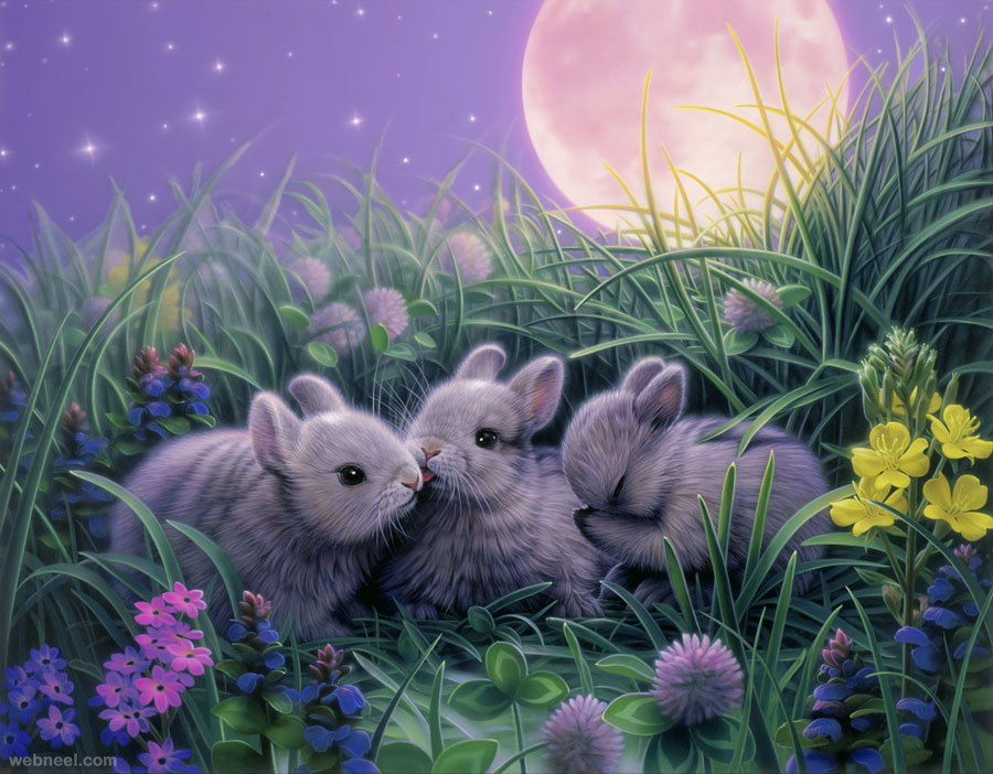 moon rabbit fantasy artwork