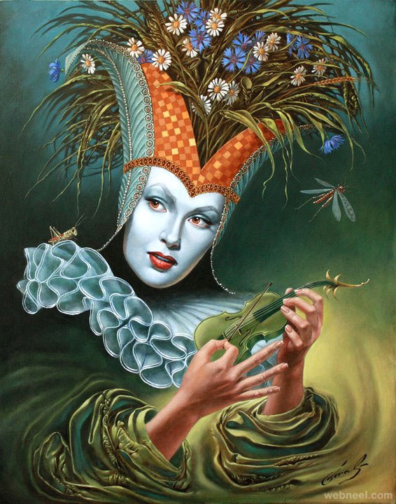 midsummer surreal painting by michael cheval
