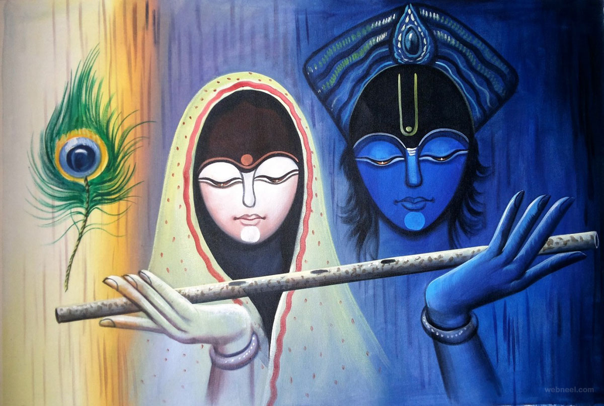 radha krishna indian painting