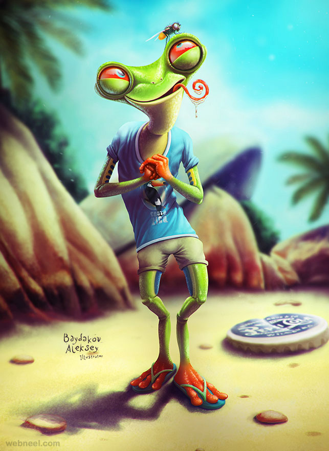 digital illustration frog