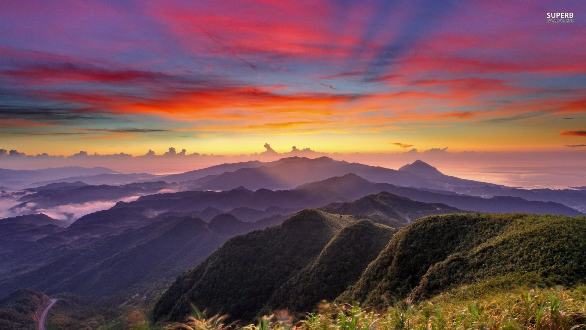 colorful mountain sunrise photo