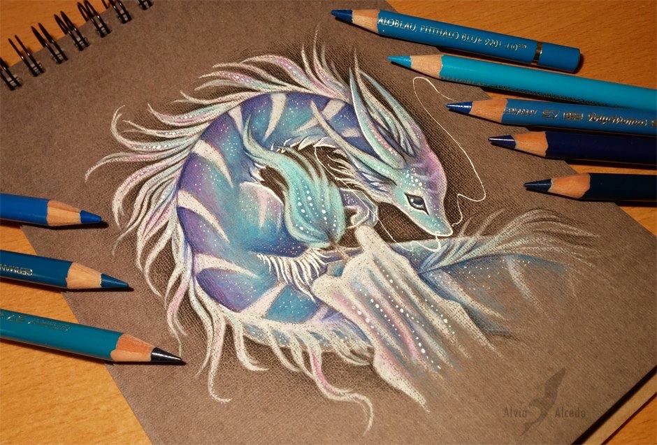 dragon color pencil drawing by alvia alcedo