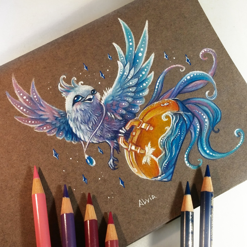 Travel Bird Color Pencil Drawing By Alvia Alcedo 10