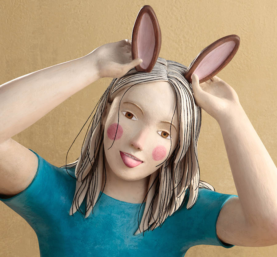 rabbit realistic clay sculptures