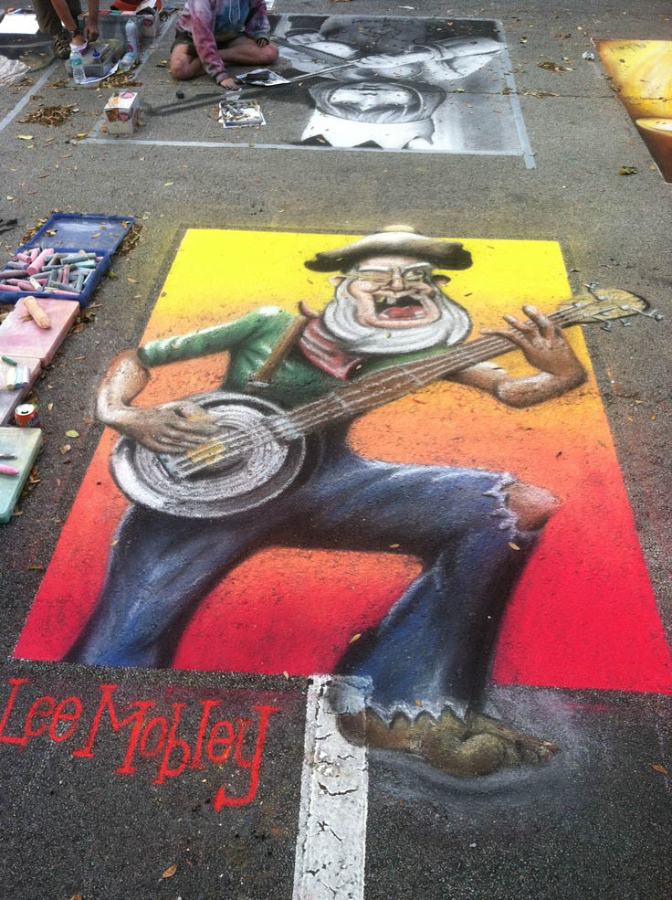 old man chalk art by lee mobley