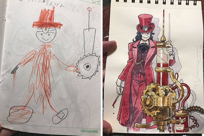 Awesome Anime Character Designs from kids drawings by Thomas Romain