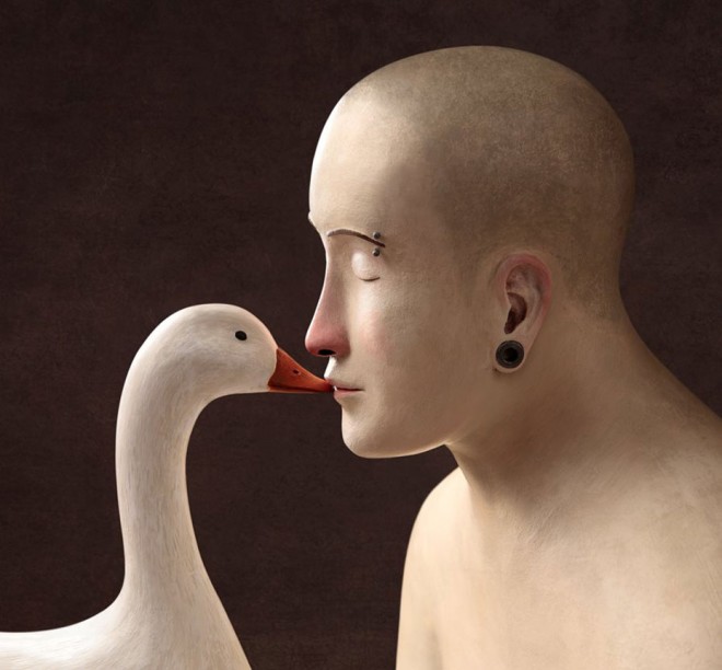 duck realistic clay sculptures by irma gruenholz
