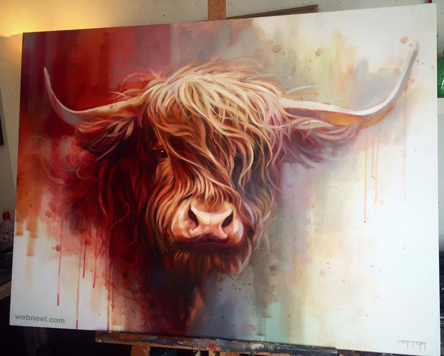 buffalo animal painting