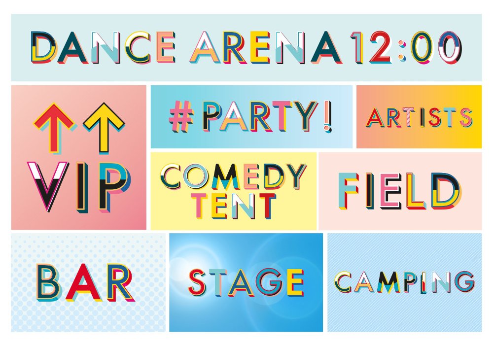 v festival typography design by paula benson