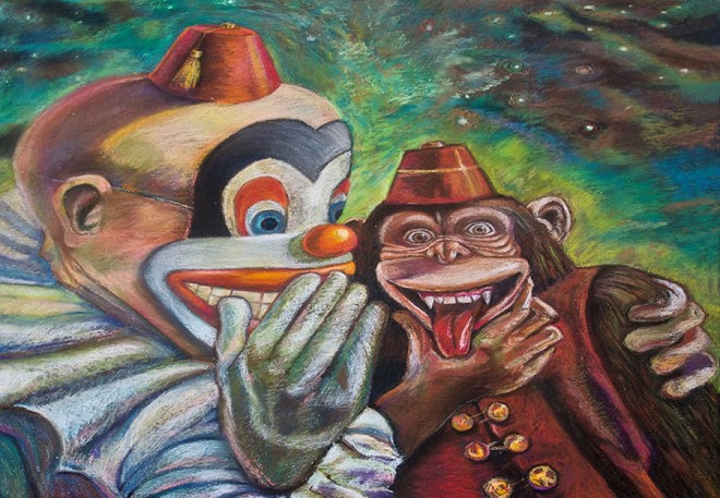clowns street painting by peck archambault