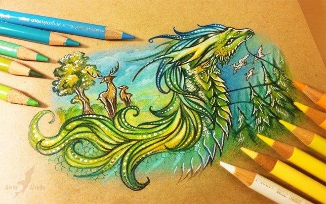 dragon color pencil drawing by alvia alcedo