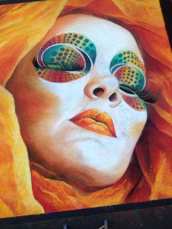 orange woman street painting by phoenix madden