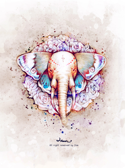 elephant drawing by dou leung