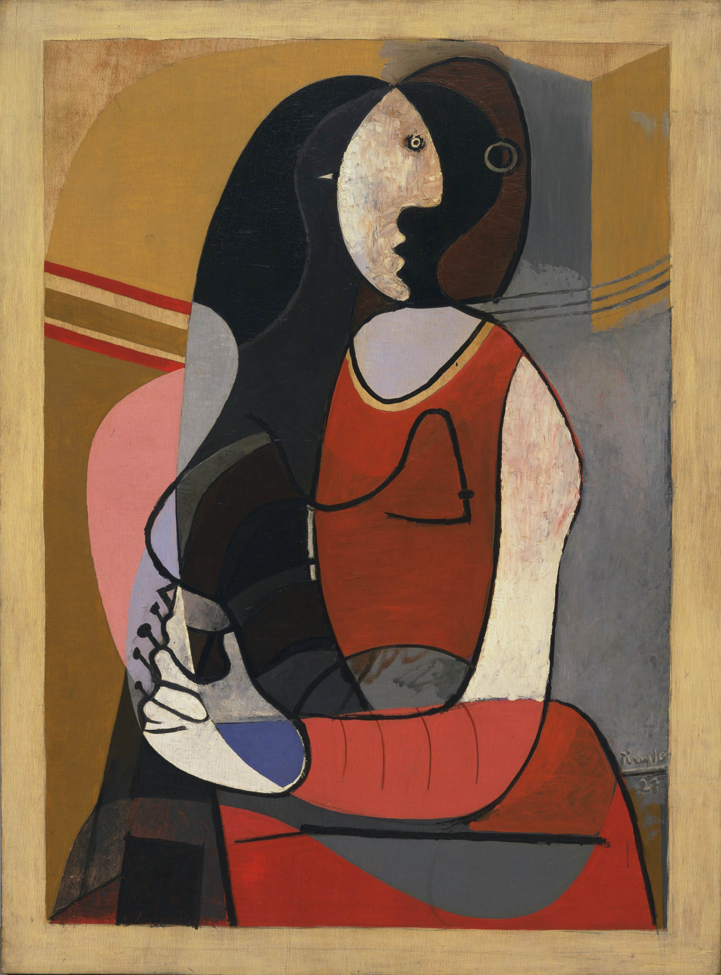 seated woman painting by pablo picasso