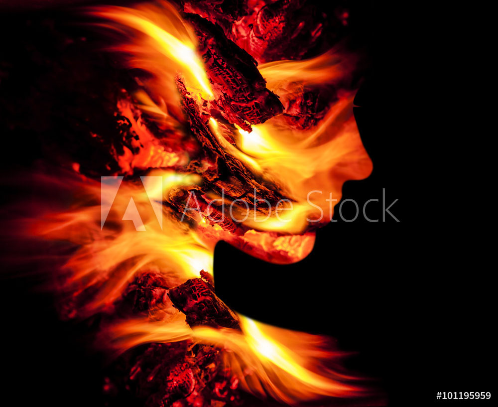 double exposure photography fire