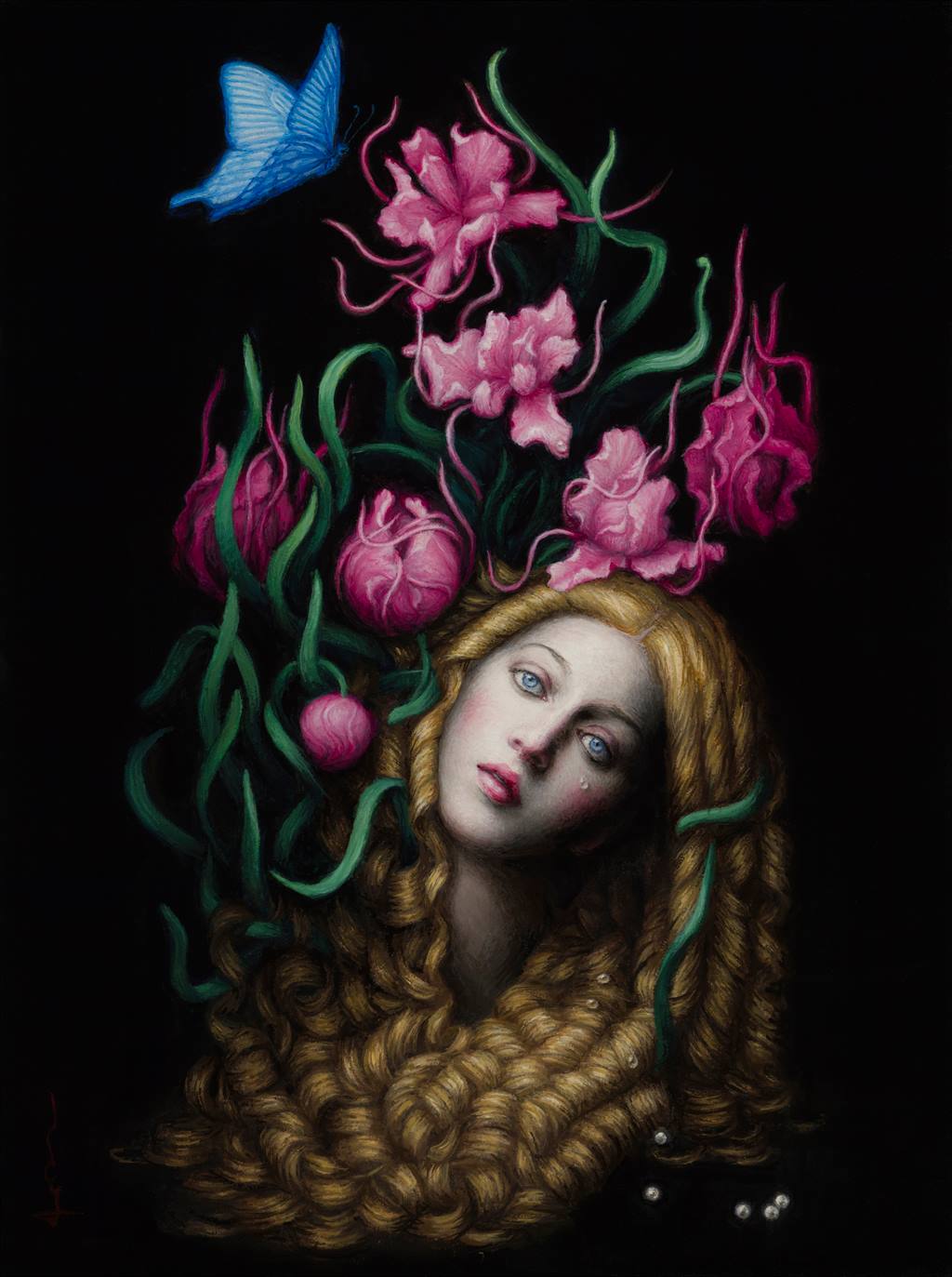 surreal art painting fire by chie yoshii