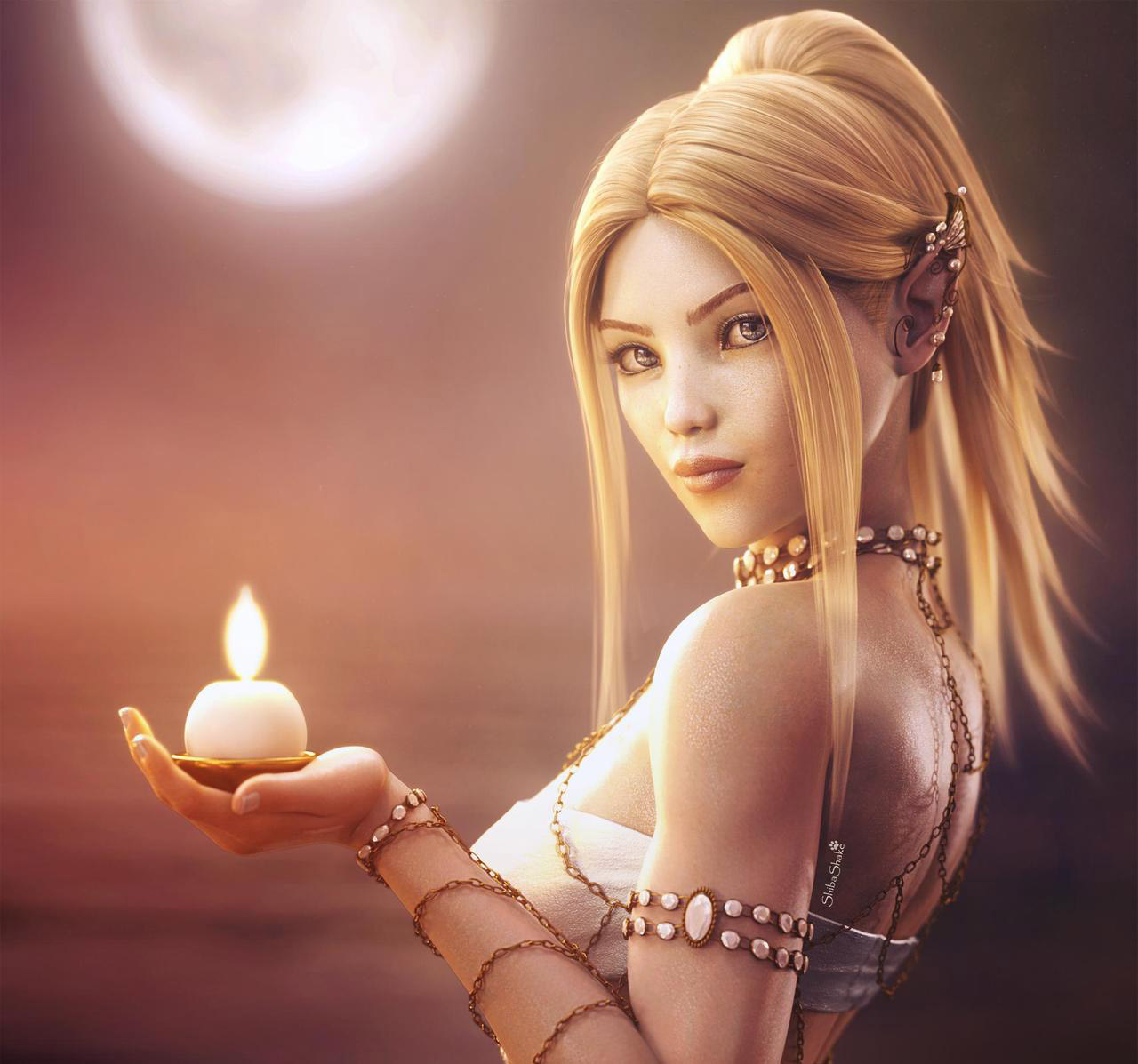 3d fantasy models candle girl