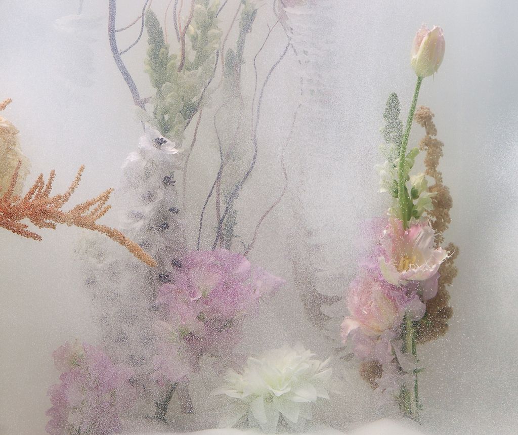 underwater ballet flower art installation