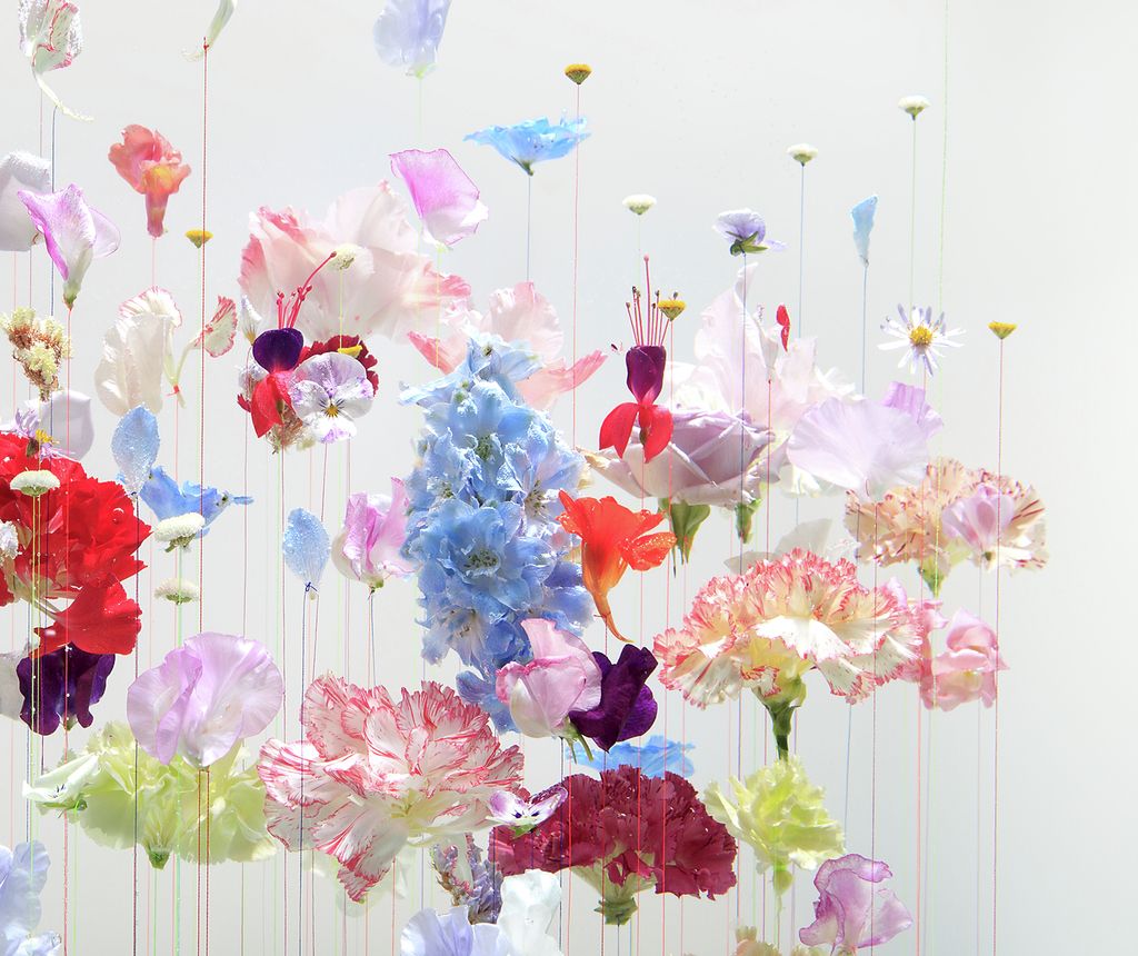 underwater ballet flower art installation