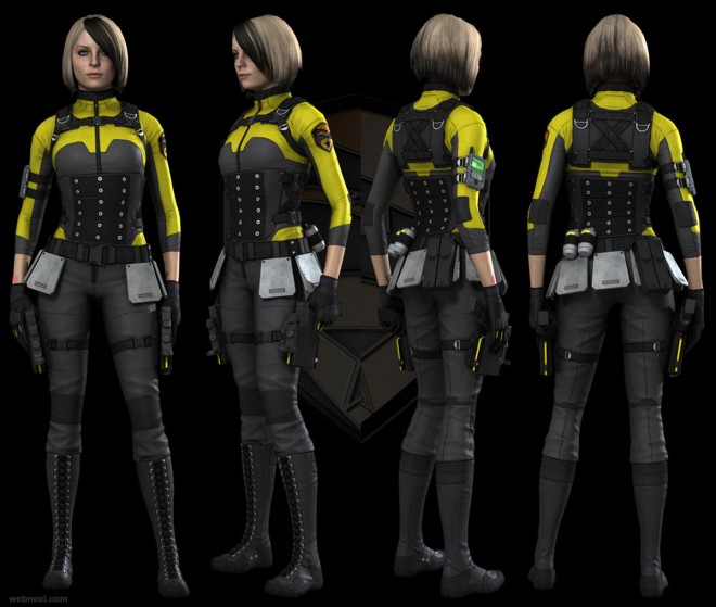 woman soldier 3d character design