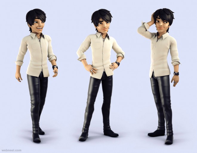 3d boy cartoon character by andrew
