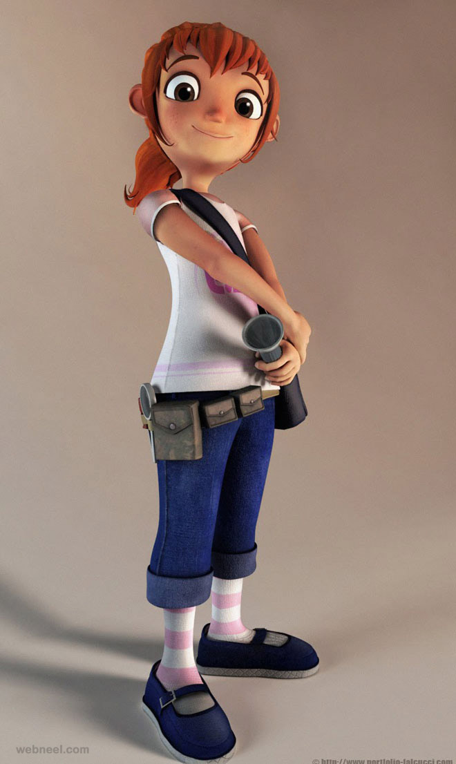 3d girl cartoon character by andrew