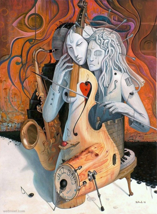 women as musical instrument painting by adrian borda