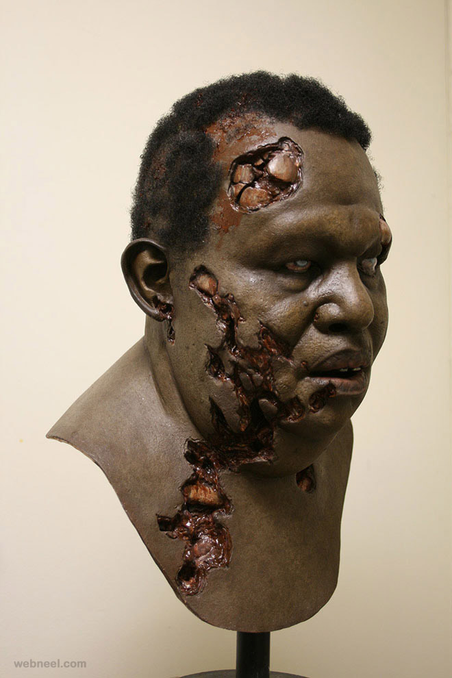 black zombie mask realistic sculpture